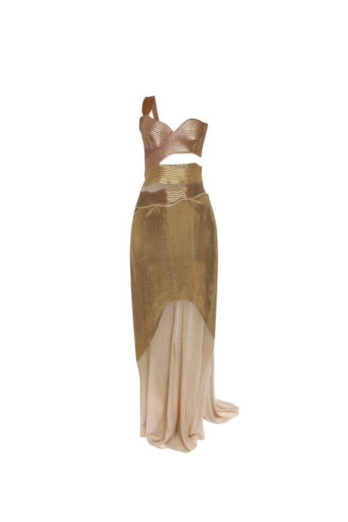 Vestido Longo Matelassê - Dourado