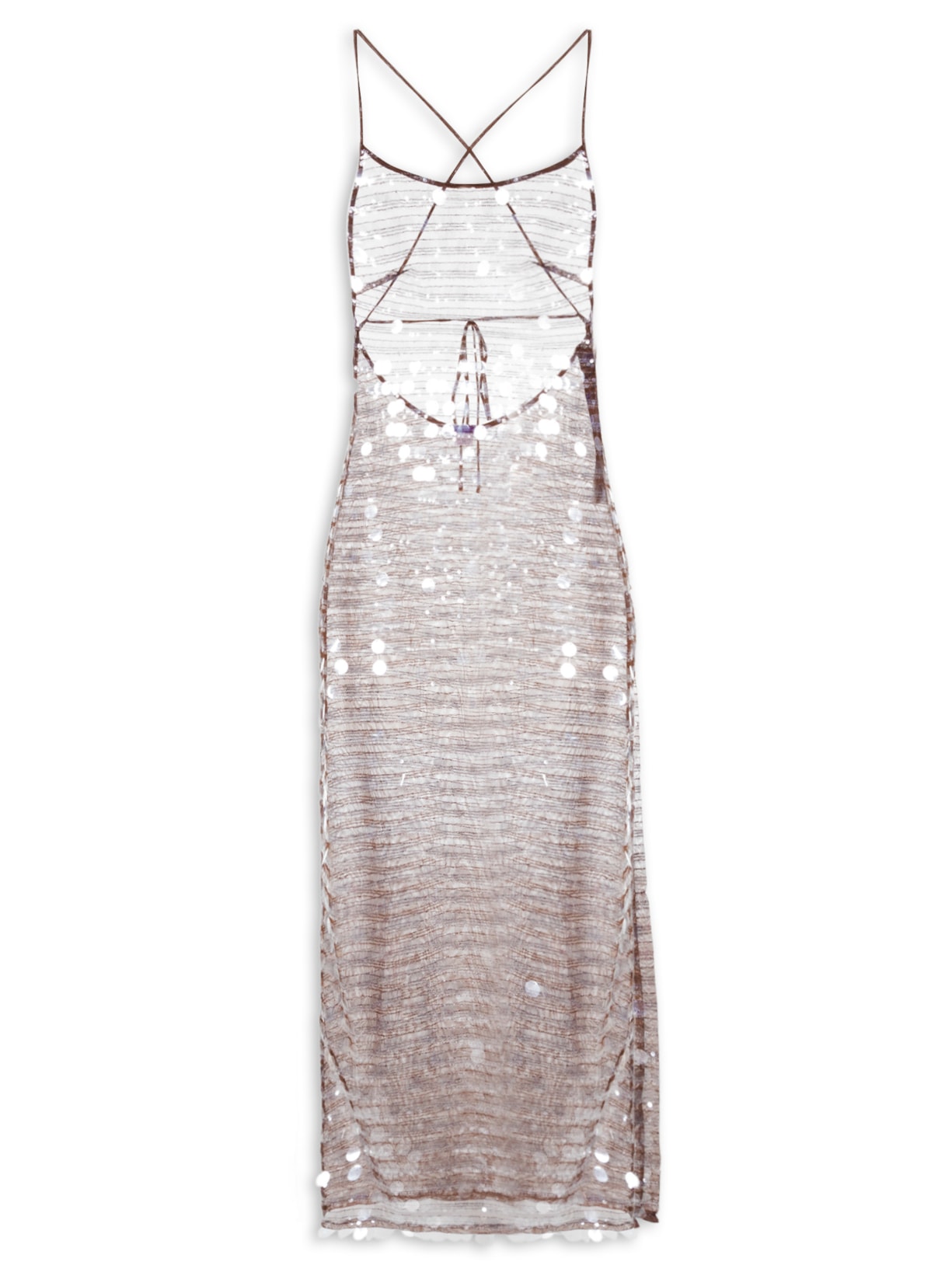 Vestido Longo Maxi Paetê - Marrom