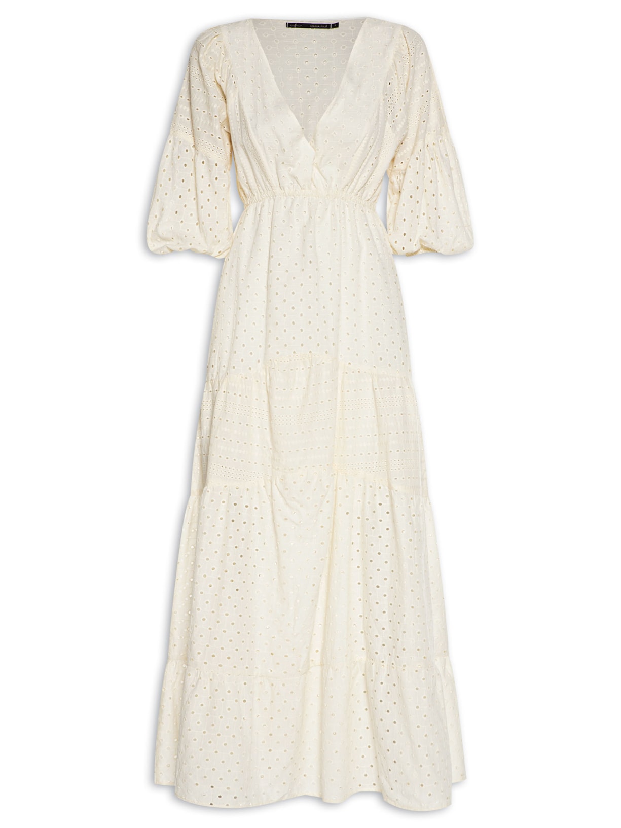 Vestido Longo Mix Laise - Off White