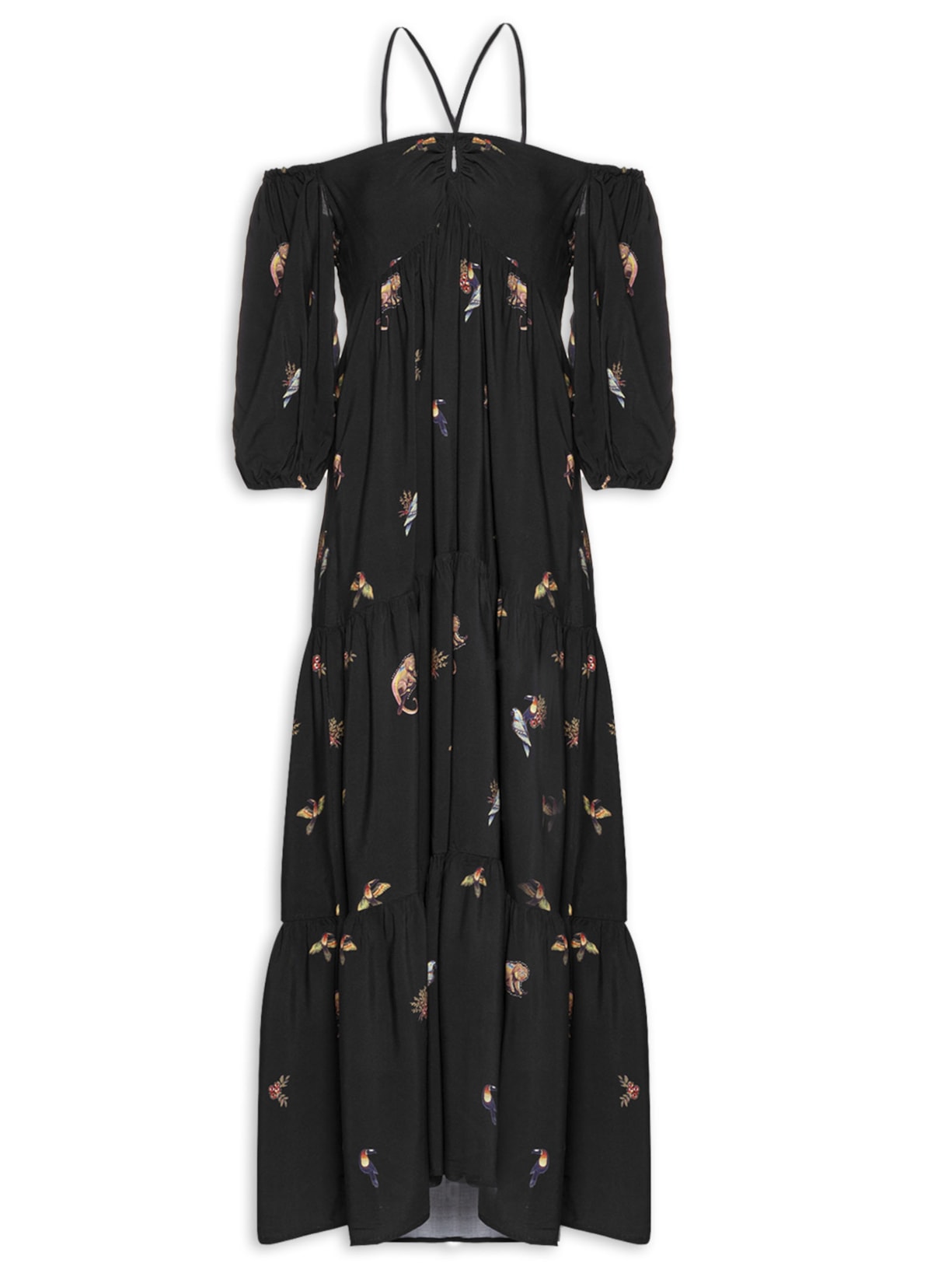 Vestido Longo Na Selva - Preto