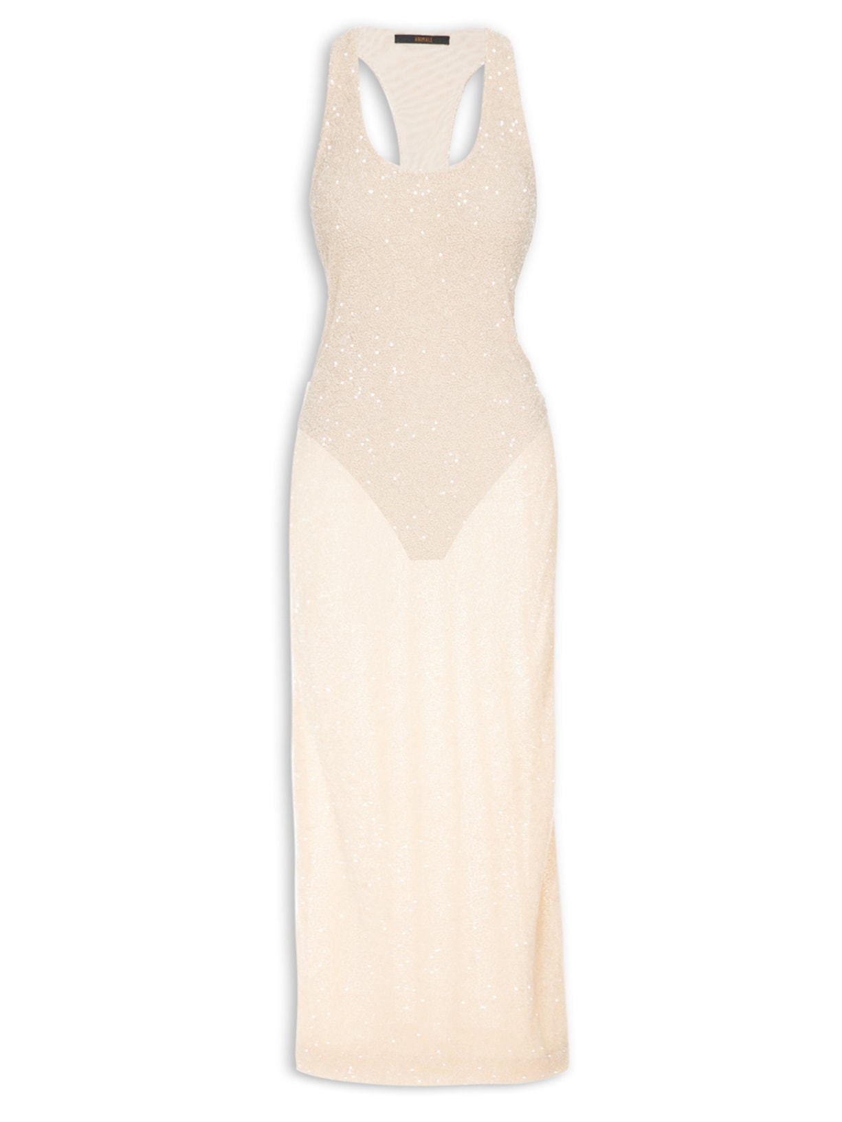 Vestido Longo Nadador Paetê - Bege