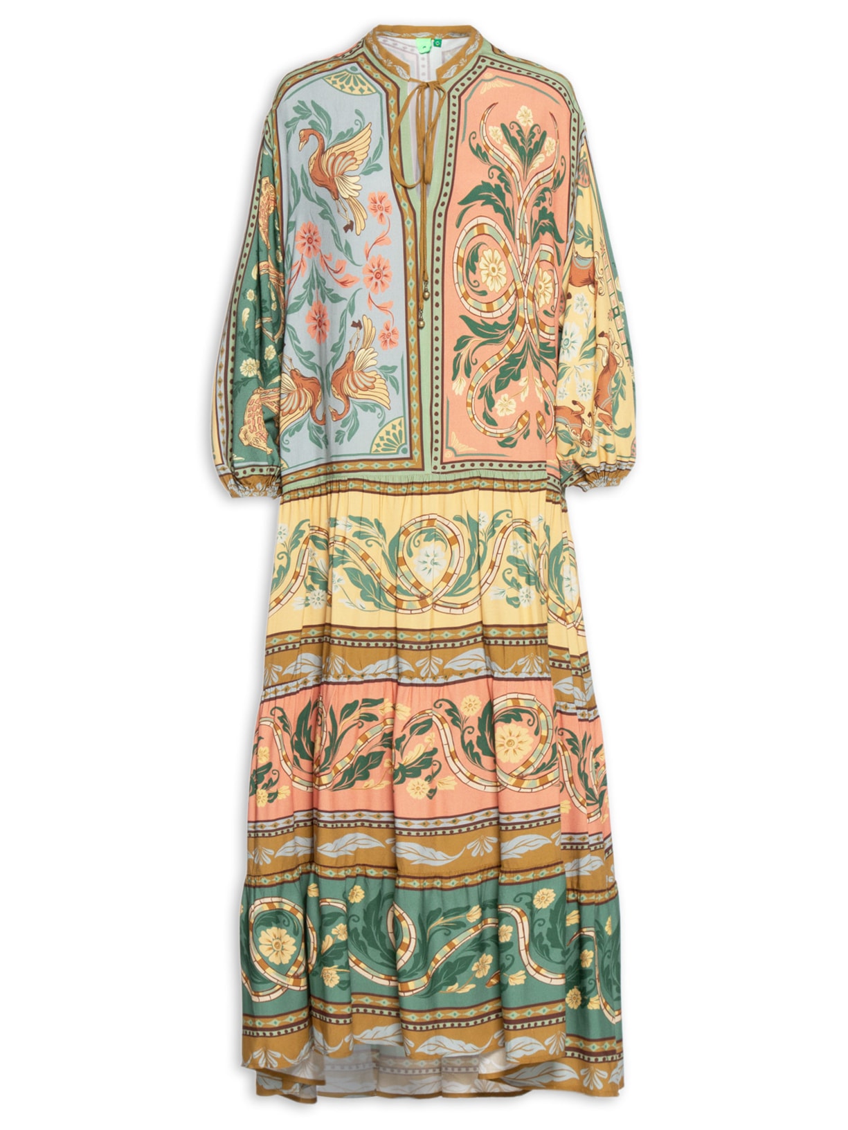 Vestido Longo Naipe Animal - Verde