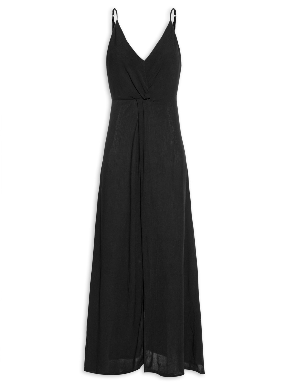 Vestido Longo Nó Frente - Preto