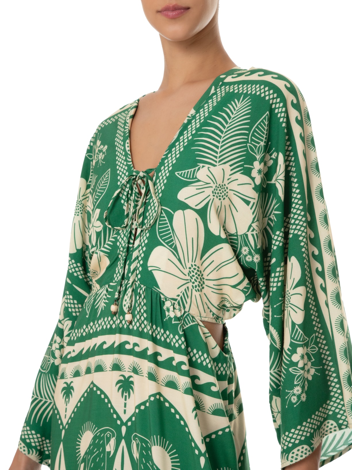 Vestido Longo Noite de Araras Verde Farm