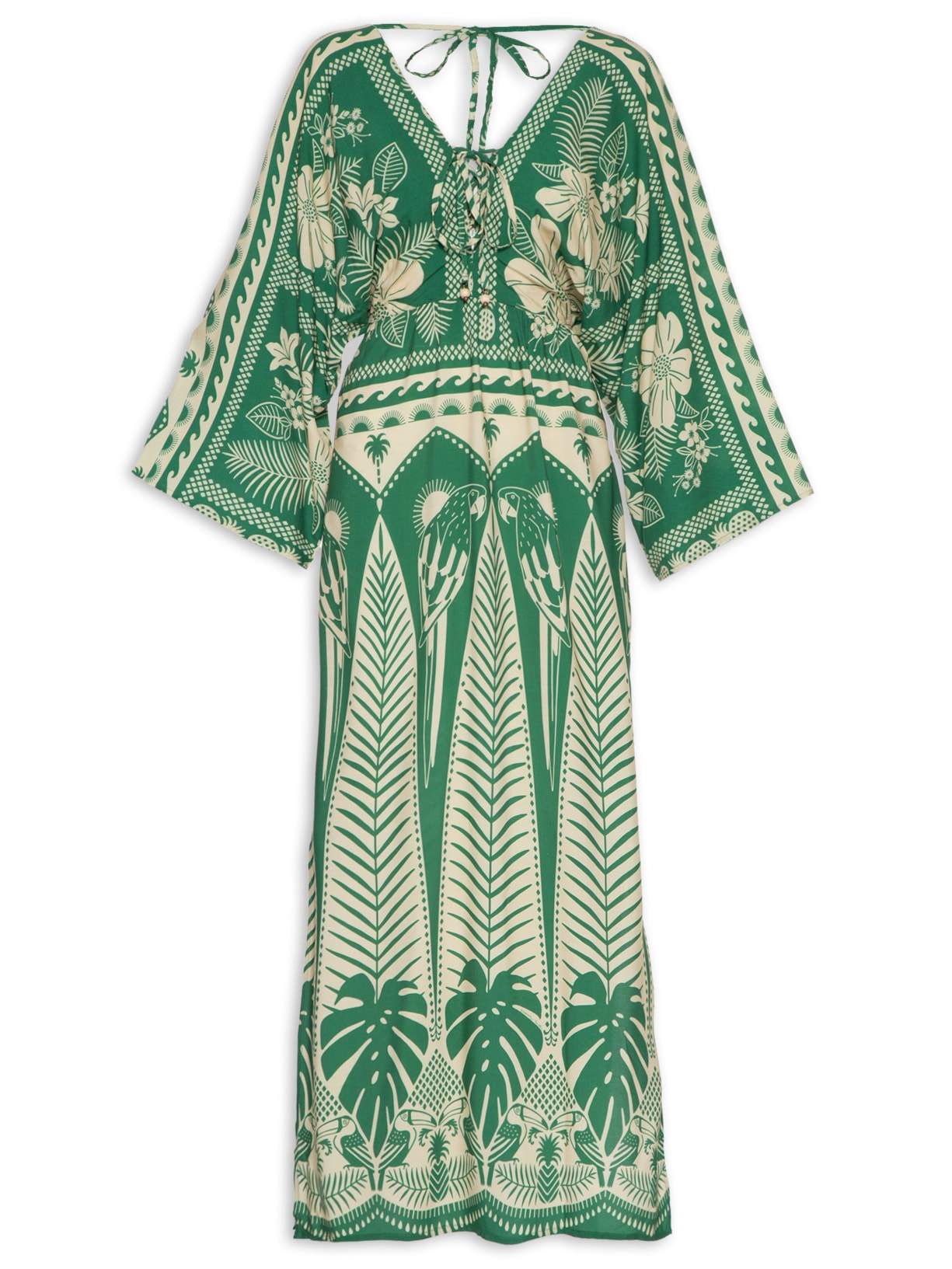 Vestido Longo Noite de Araras Verde Farm