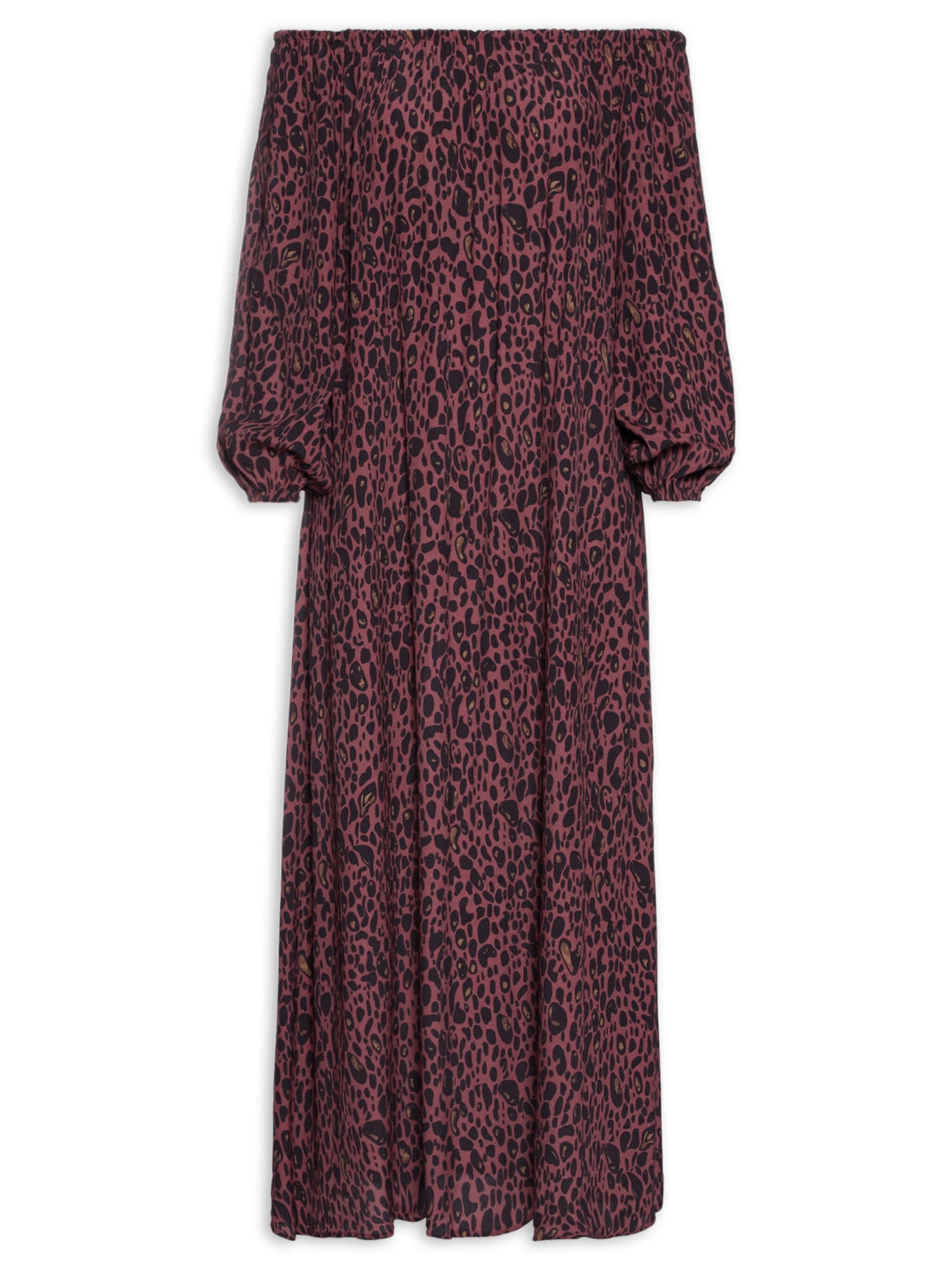 Vestido Longo Ombro A Ombro Onça Elixir - Animal Print