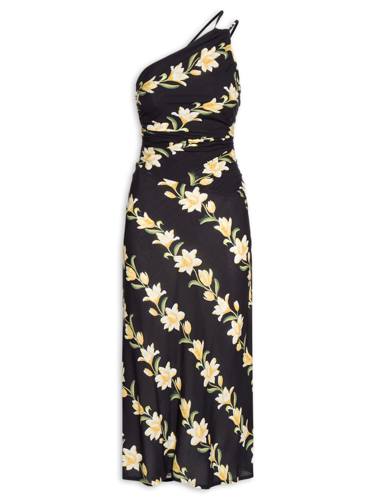 Vestido Longo Ombro Só Listra Nana Preto Farm