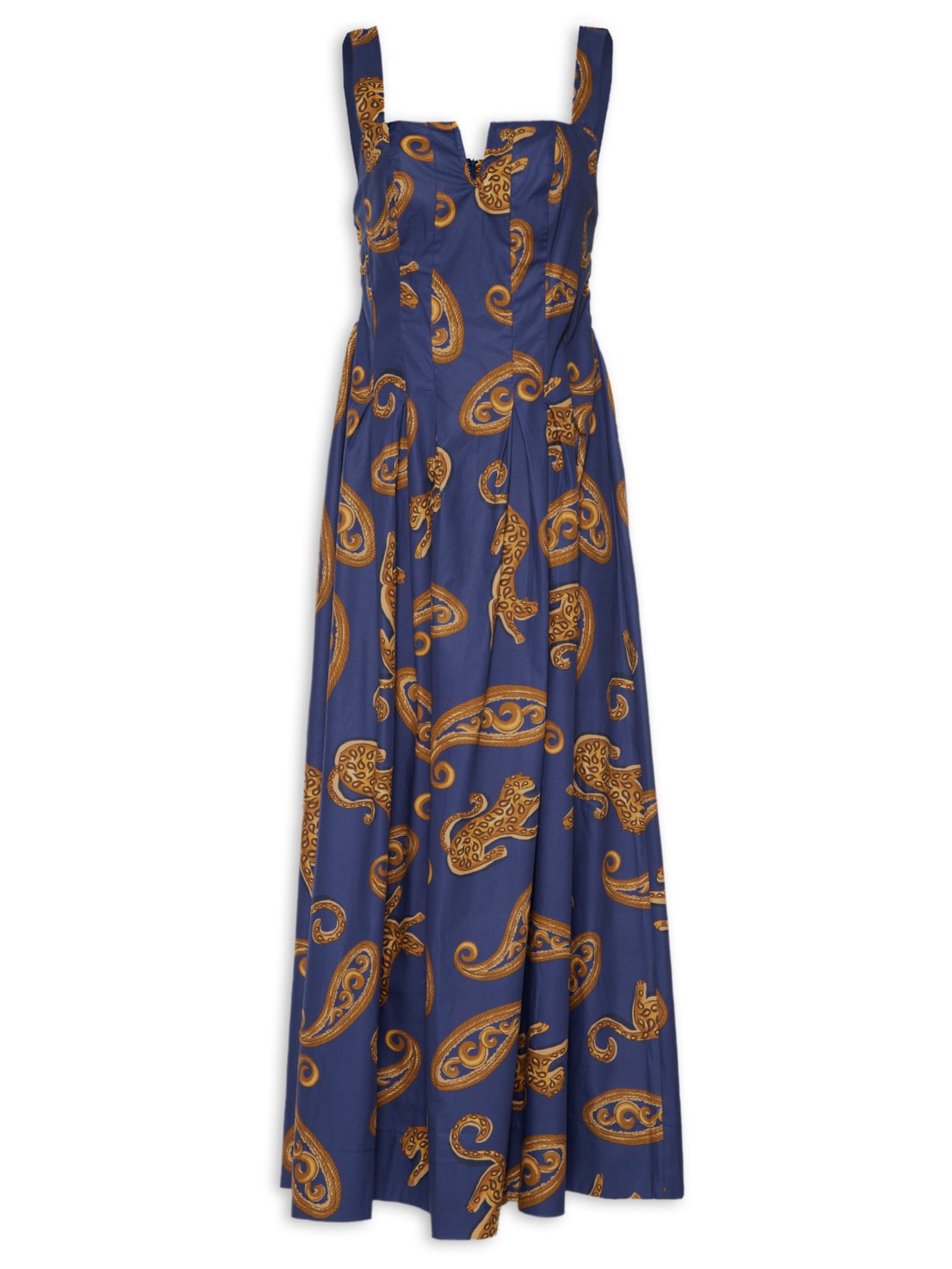 Vestido Longo Onça De Ouro - Azul