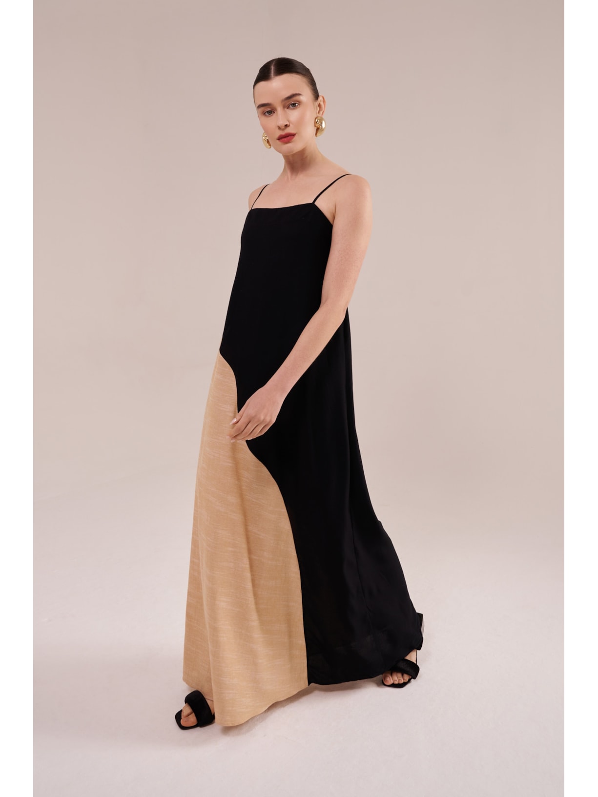 vestido longo organic preto Suntime