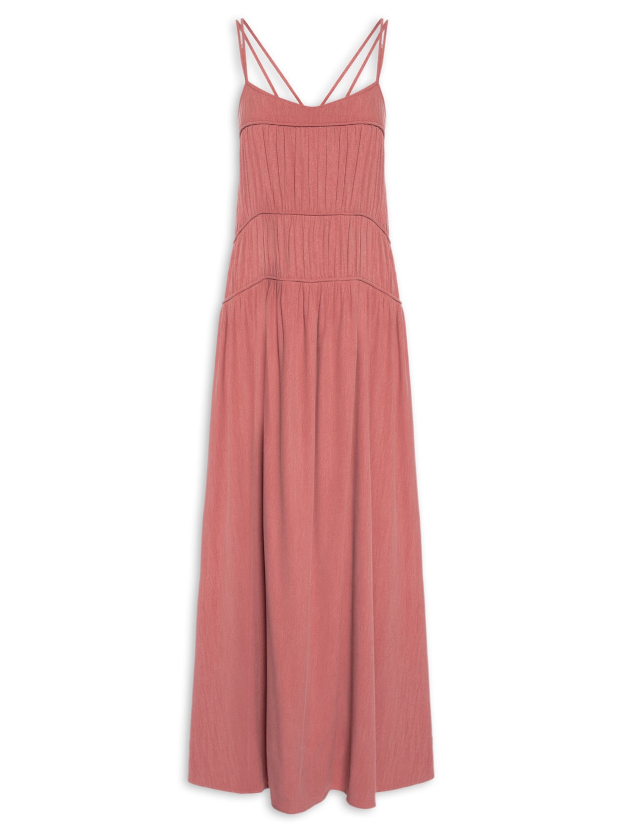 Vestido Longo Pala Franzida Rosa Dress To