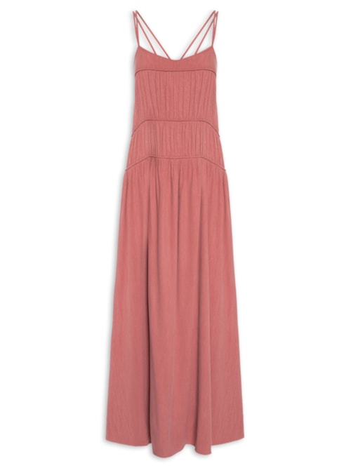 Vestido Longo Pala Franzida - Rosa