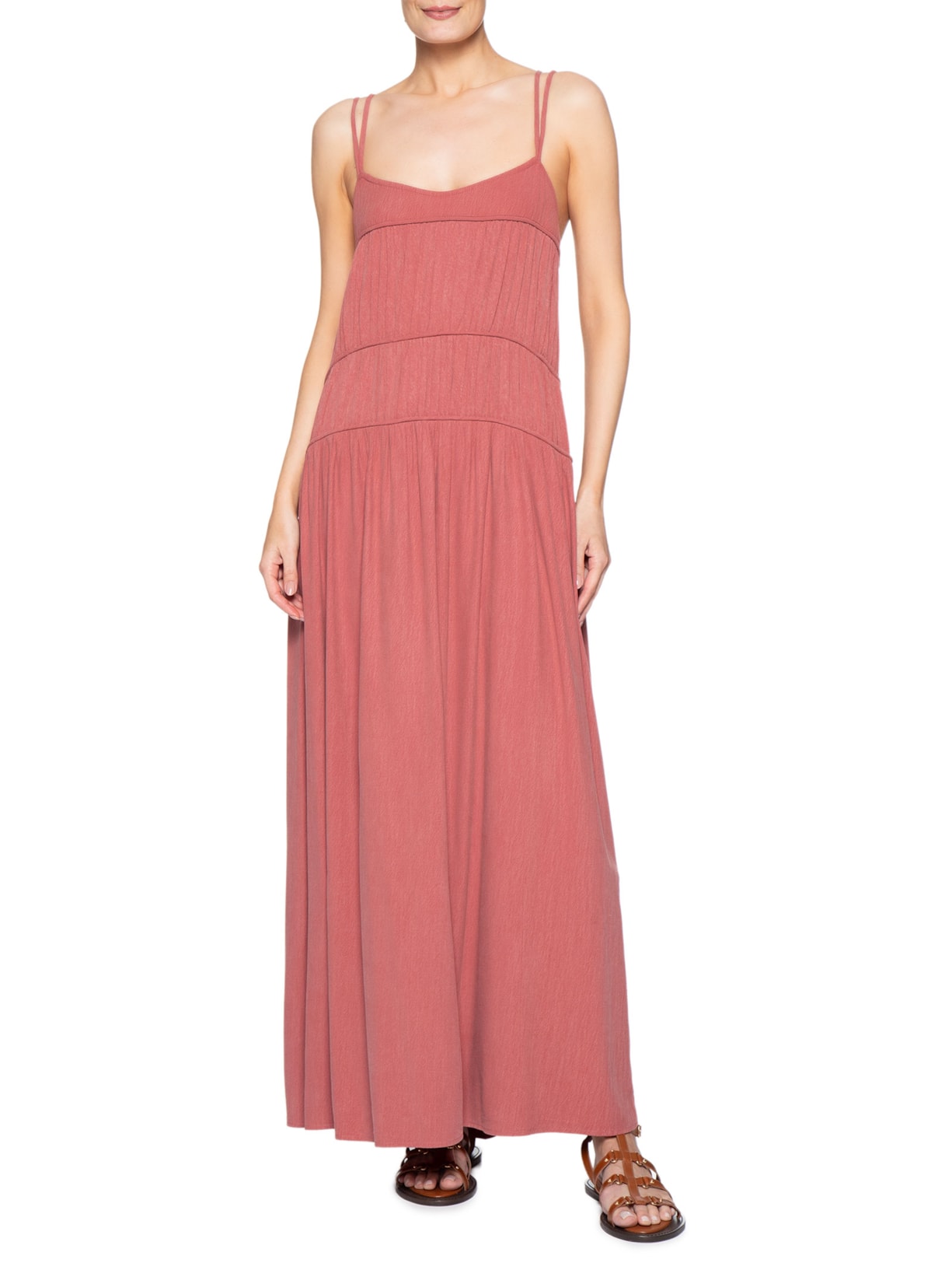 Vestido Longo Pala Franzida Rosa Dress To