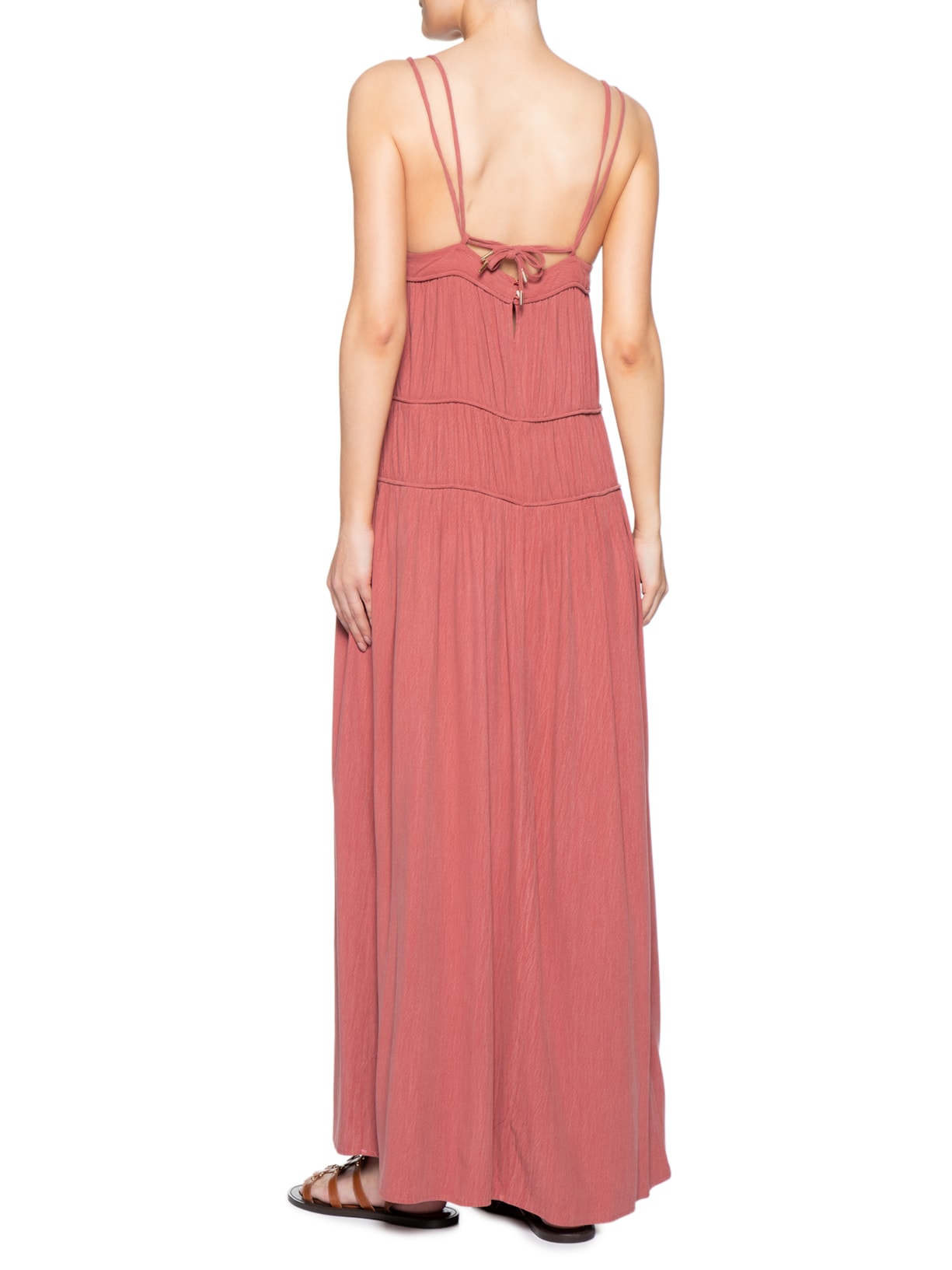 Vestido Longo Pala Franzida Rosa Dress To
