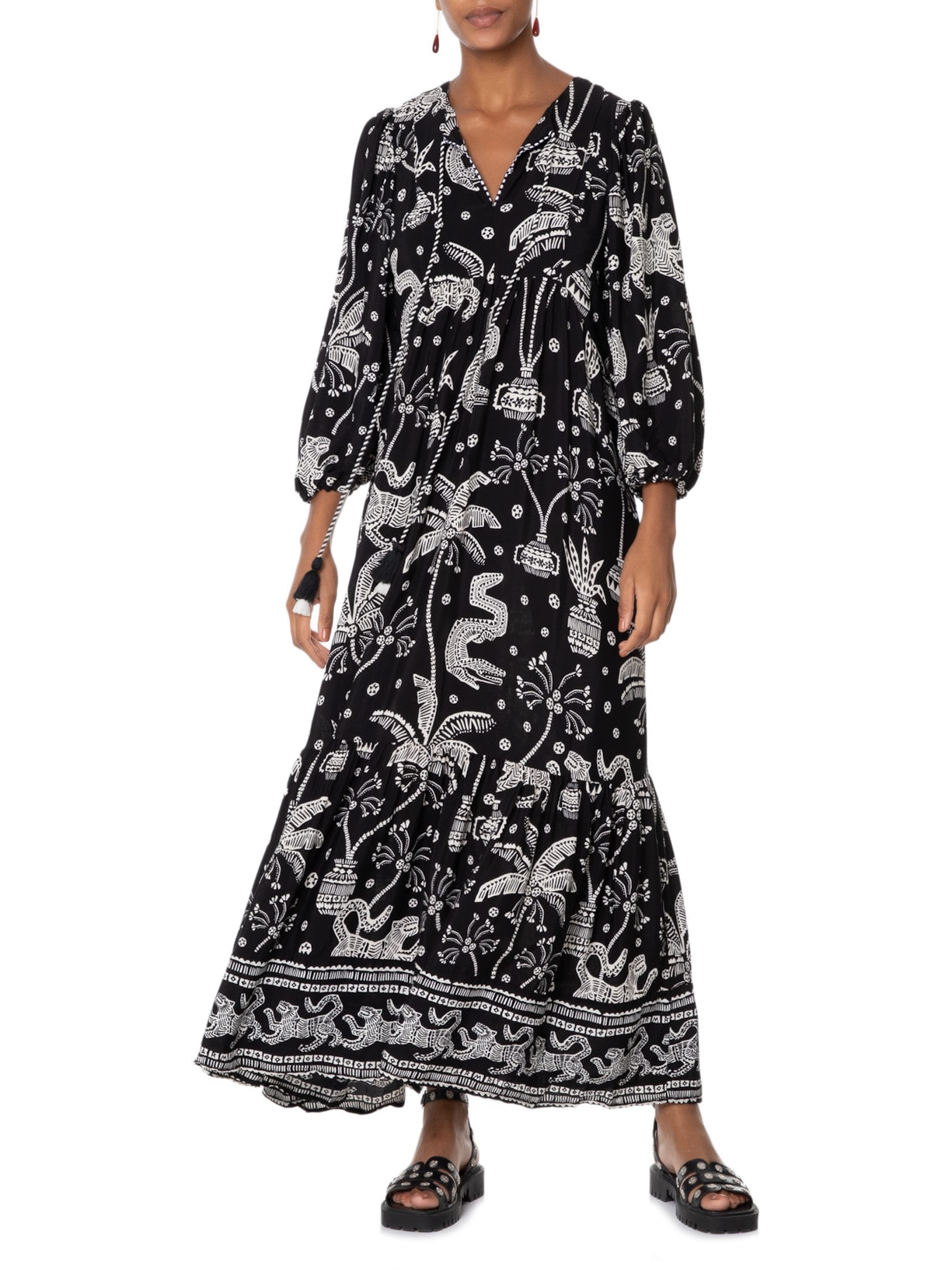 Vestido Longo Pasdena Preto Farm