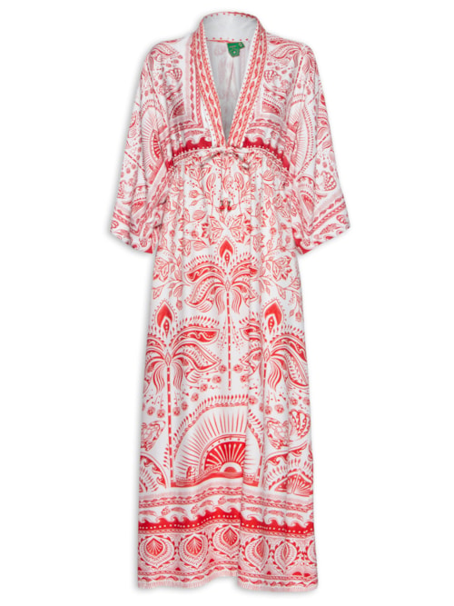 Vestido Longo Passeio De Rio - Vermelho