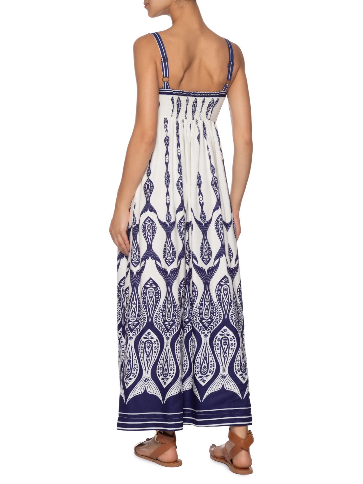 Vestido Longo Peixe Correnteza Branco Farm