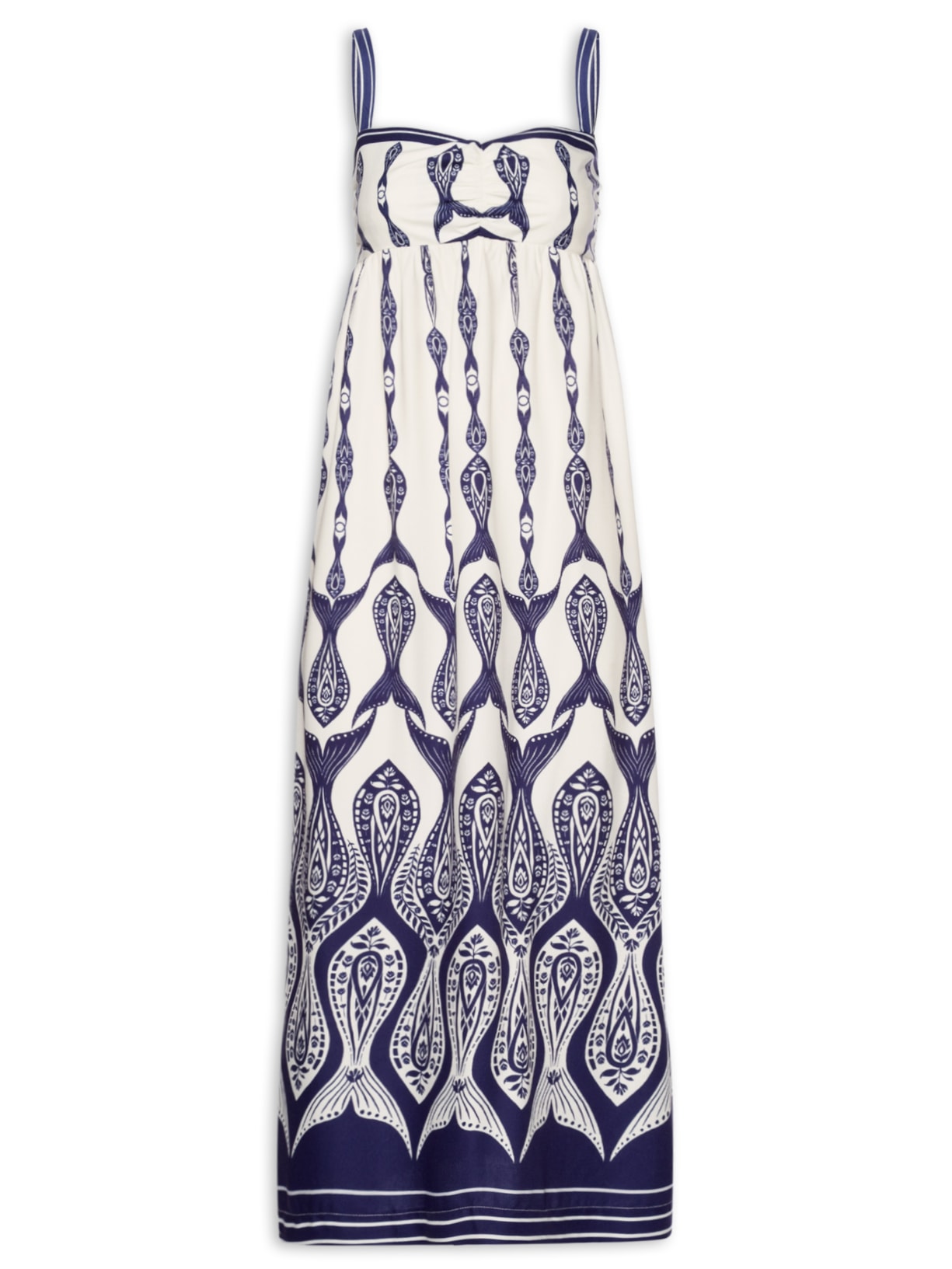 Vestido Longo Peixe Correnteza - Branco