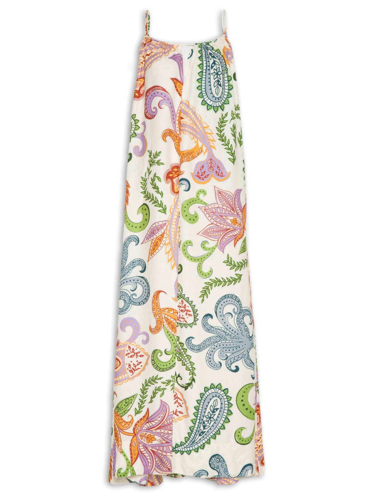 Vestido Longo Peixe Paisley - Off White