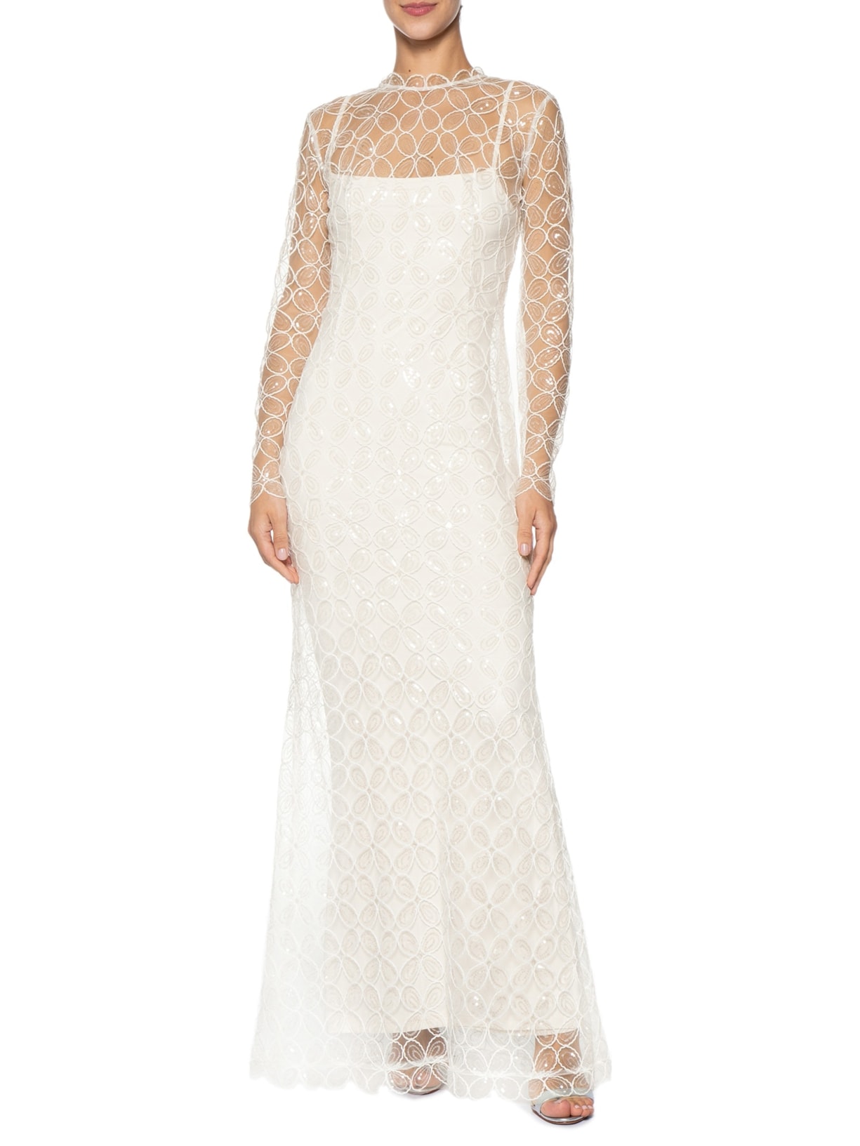 Vestido Longo Penélope Tule Bordado Branco Fabulous Agilitá