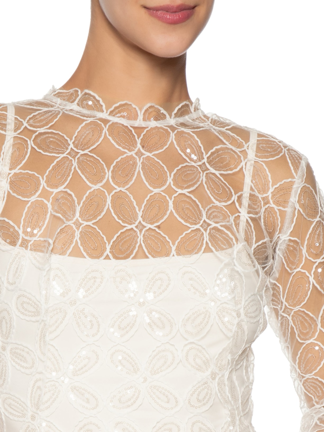 Vestido Longo Penélope Tule Bordado Branco Fabulous Agilitá