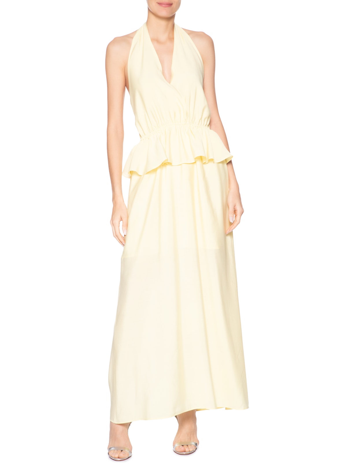 Vestido Longo Peplum Amarelo Market 33