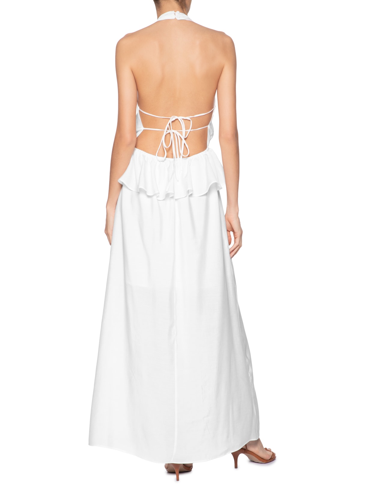 Vestido Longo Peplum Branco Market 33