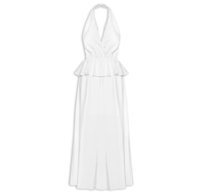 Vestido Longo Peplum - Branco