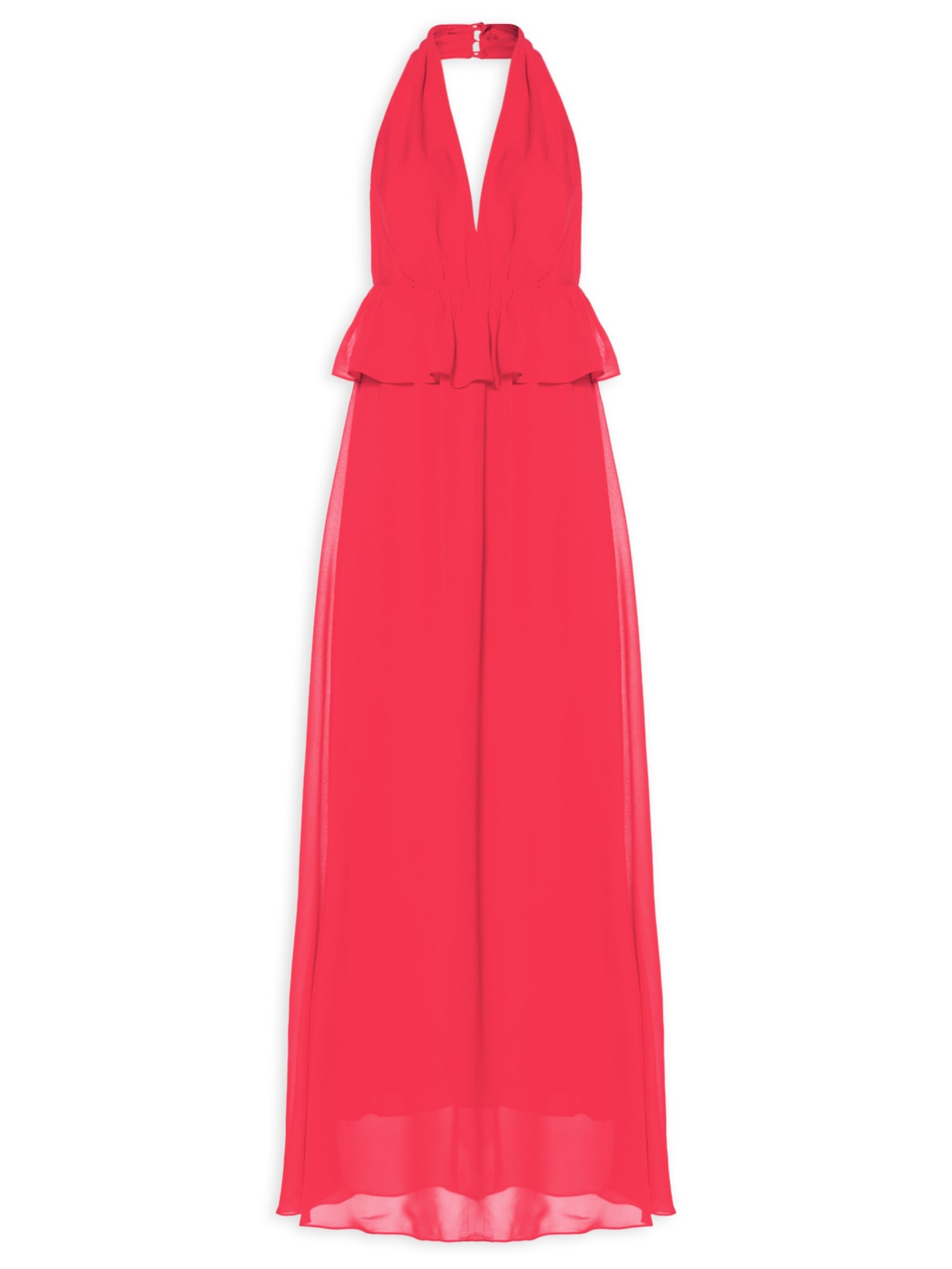 Vestido Longo Peplum Corrida Vermelho Animale