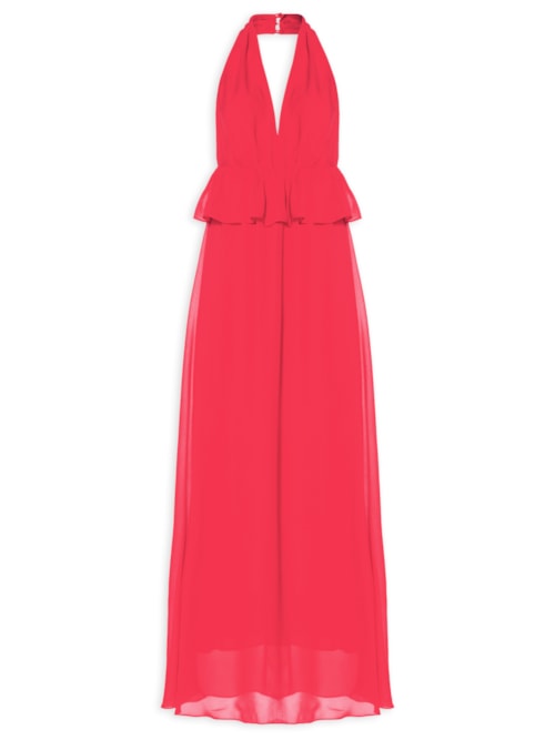 Vestido Longo Peplum Corrida - Vermelho