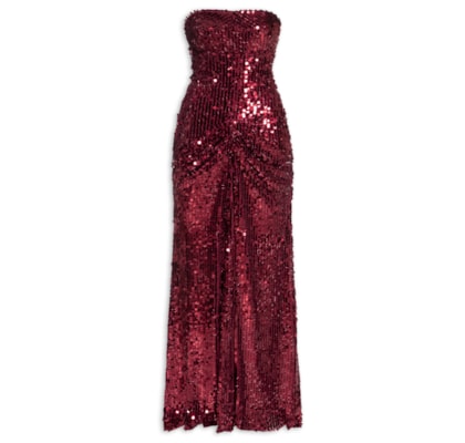 Vestido Longo Pietra Paetê  Dark - Vermelho