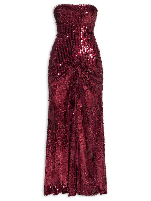 Vestido Longo Pietra Paetê Dark - Vermelho