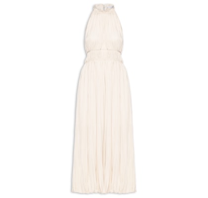 Vestido Longo Plissado - Bege