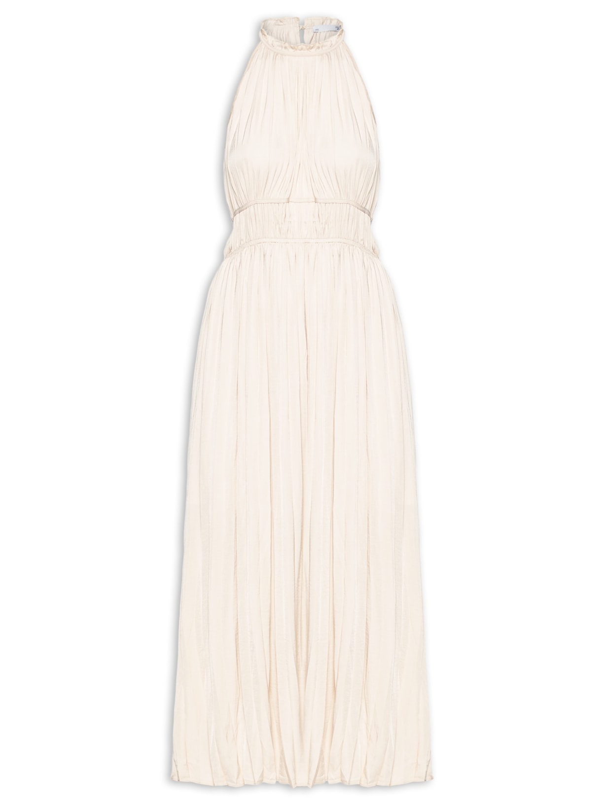 Vestido Longo Plissado - Bege