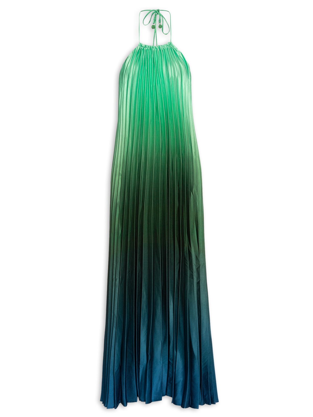 Vestido Longo Plissado Degradê - Verde