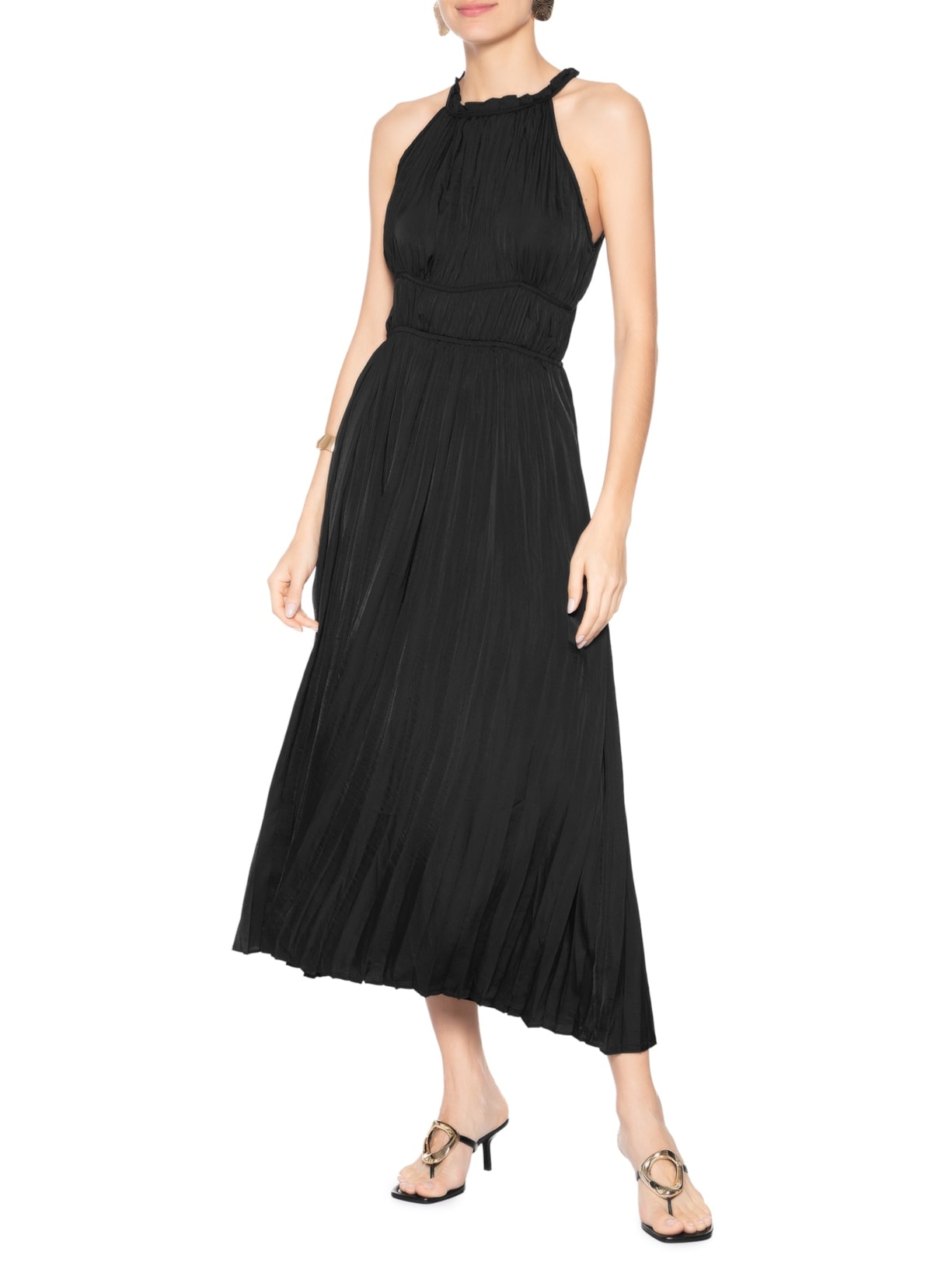 Vestido Longo Plissado Preto '2Essential