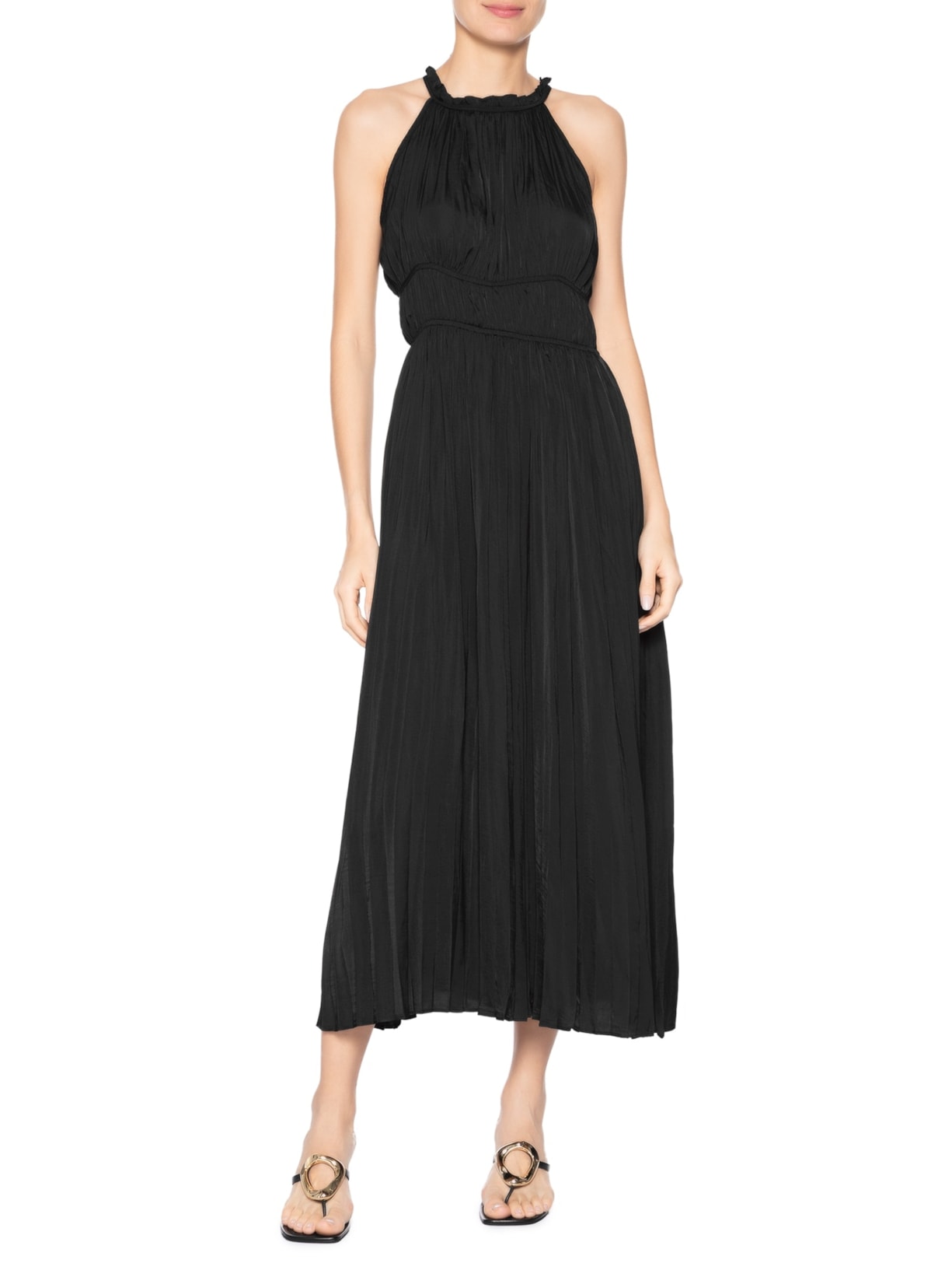 Vestido Longo Plissado Preto '2Essential