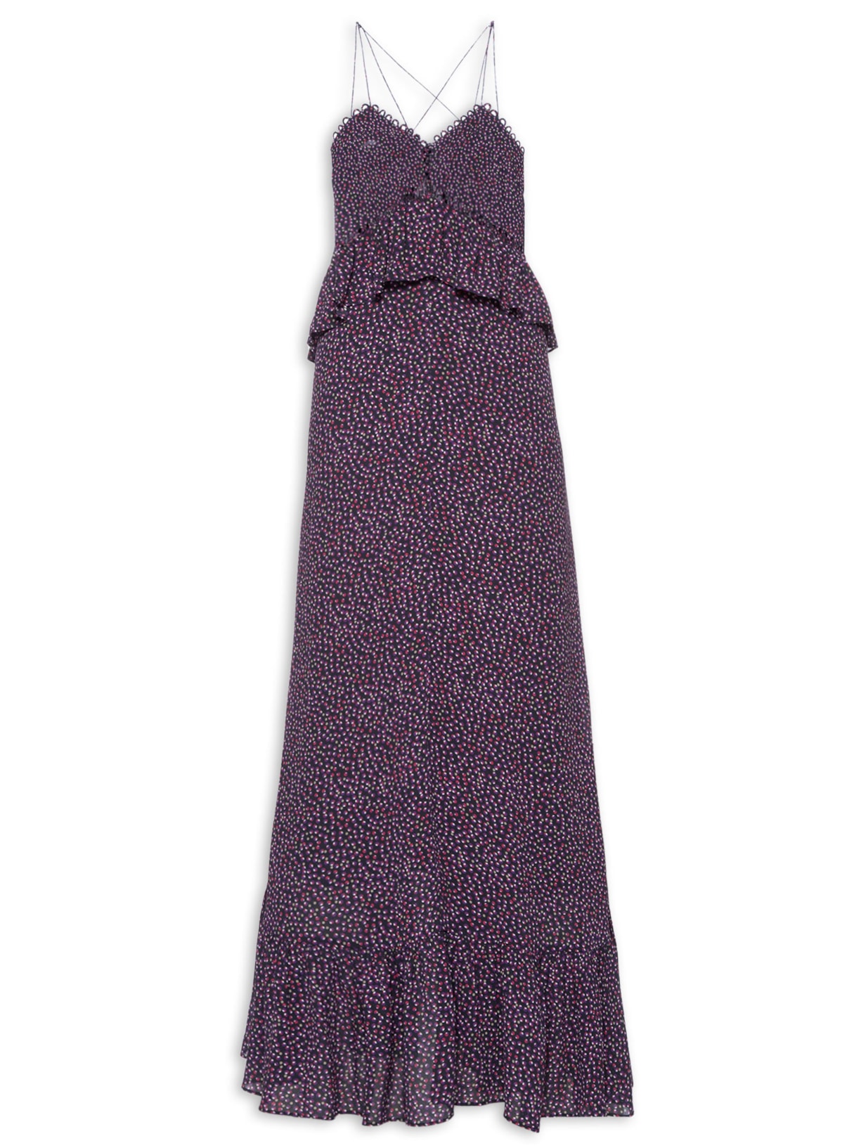 Vestido Longo Poá Gráfico - Roxo