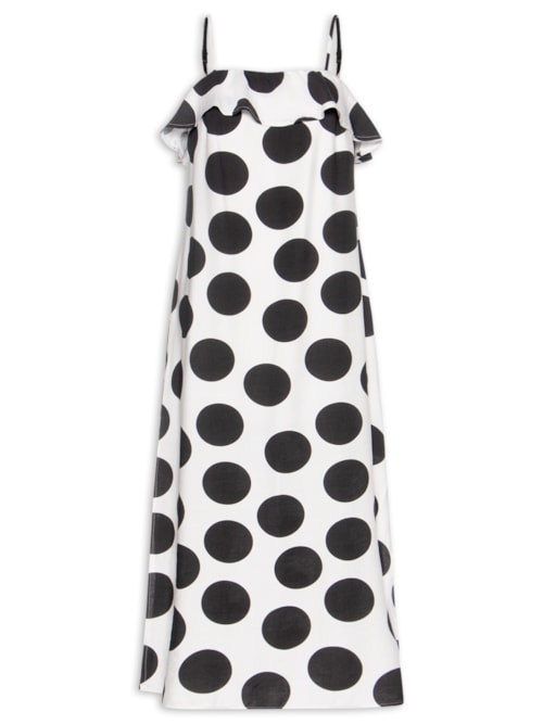 Vestido Longo Poá - Off White