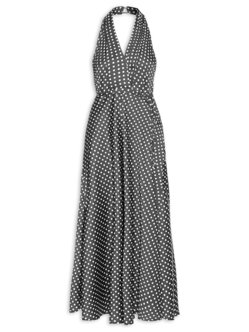 Vestido Longo Poá - Preto