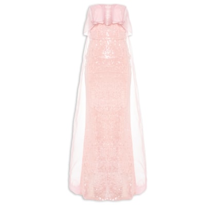 Vestido Longo Rebecca Paetê - Rosa