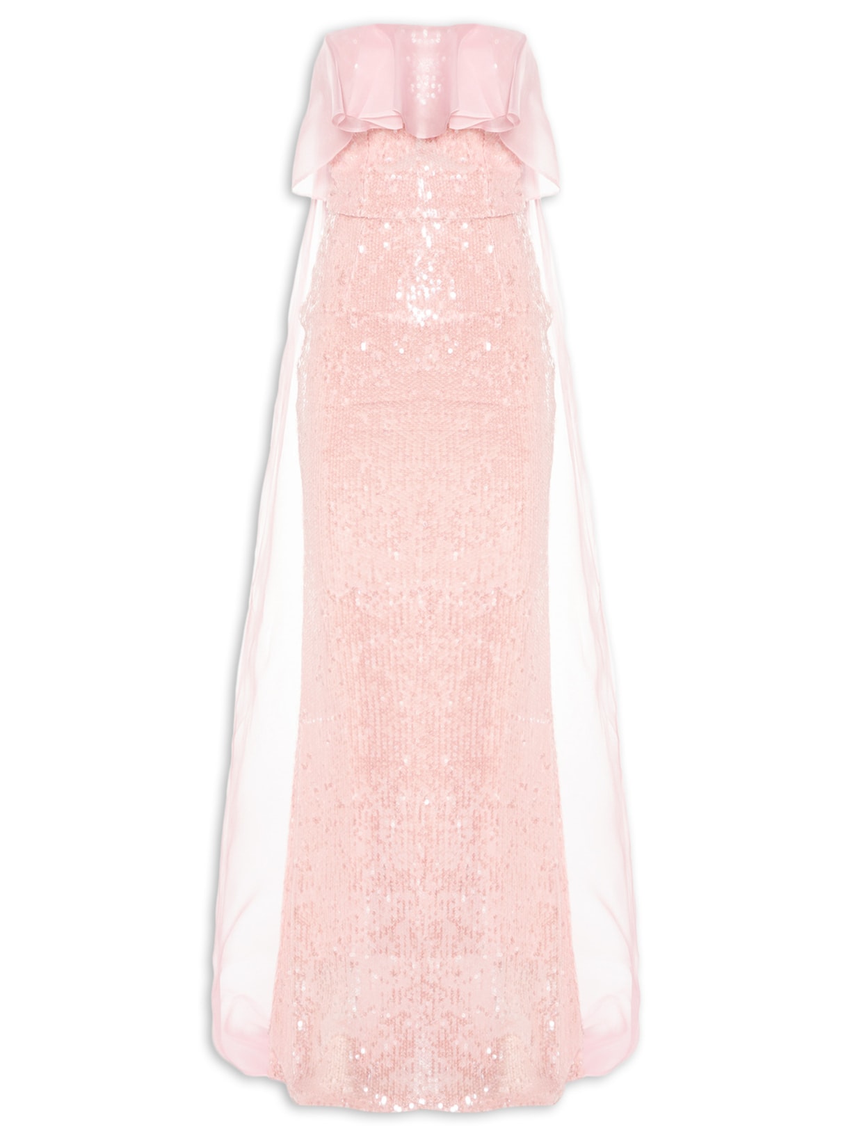 Vestido Longo Rebecca Paetê - Rosa