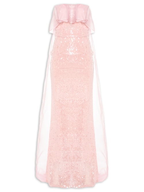 Vestido Longo Rebecca Paetê - Rosa
