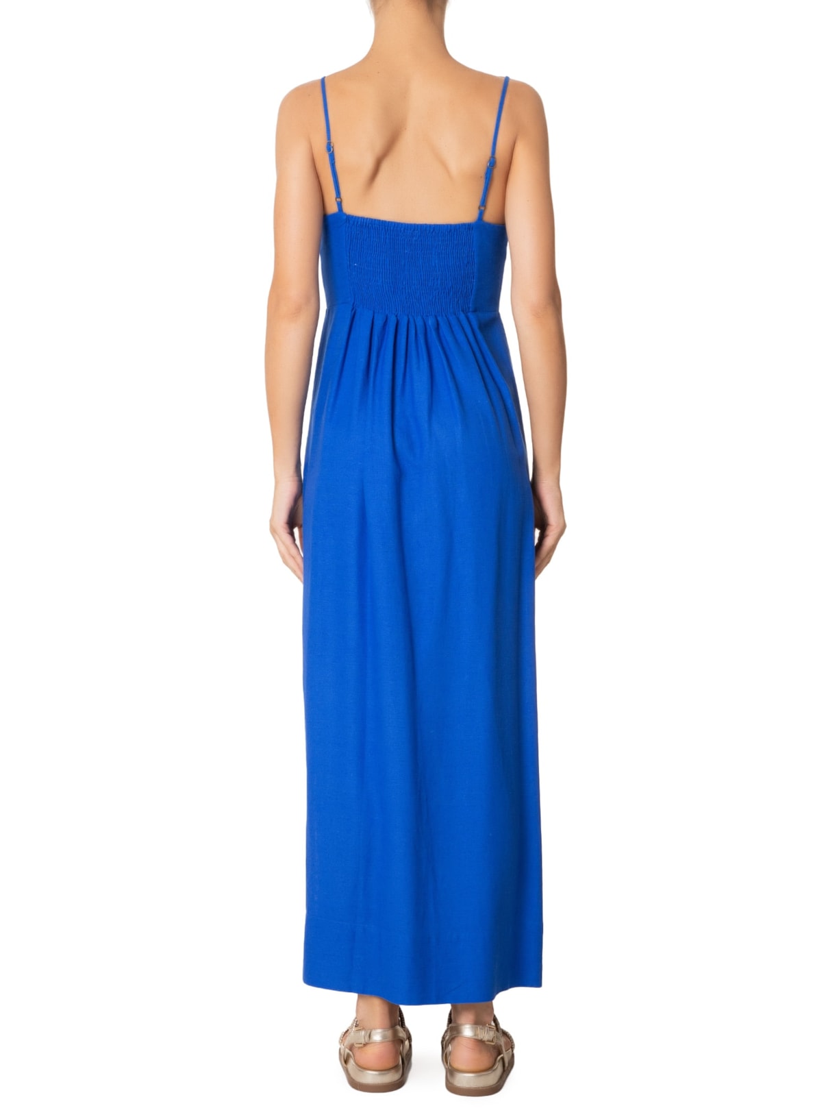 Vestido Longo Recortes Busto Azul Farm