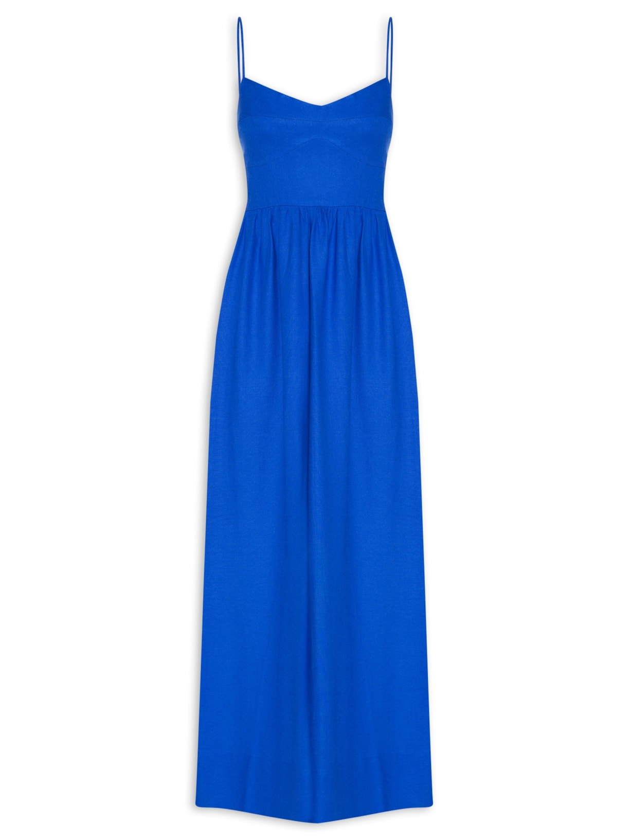 Vestido Longo Recortes Busto Azul Farm