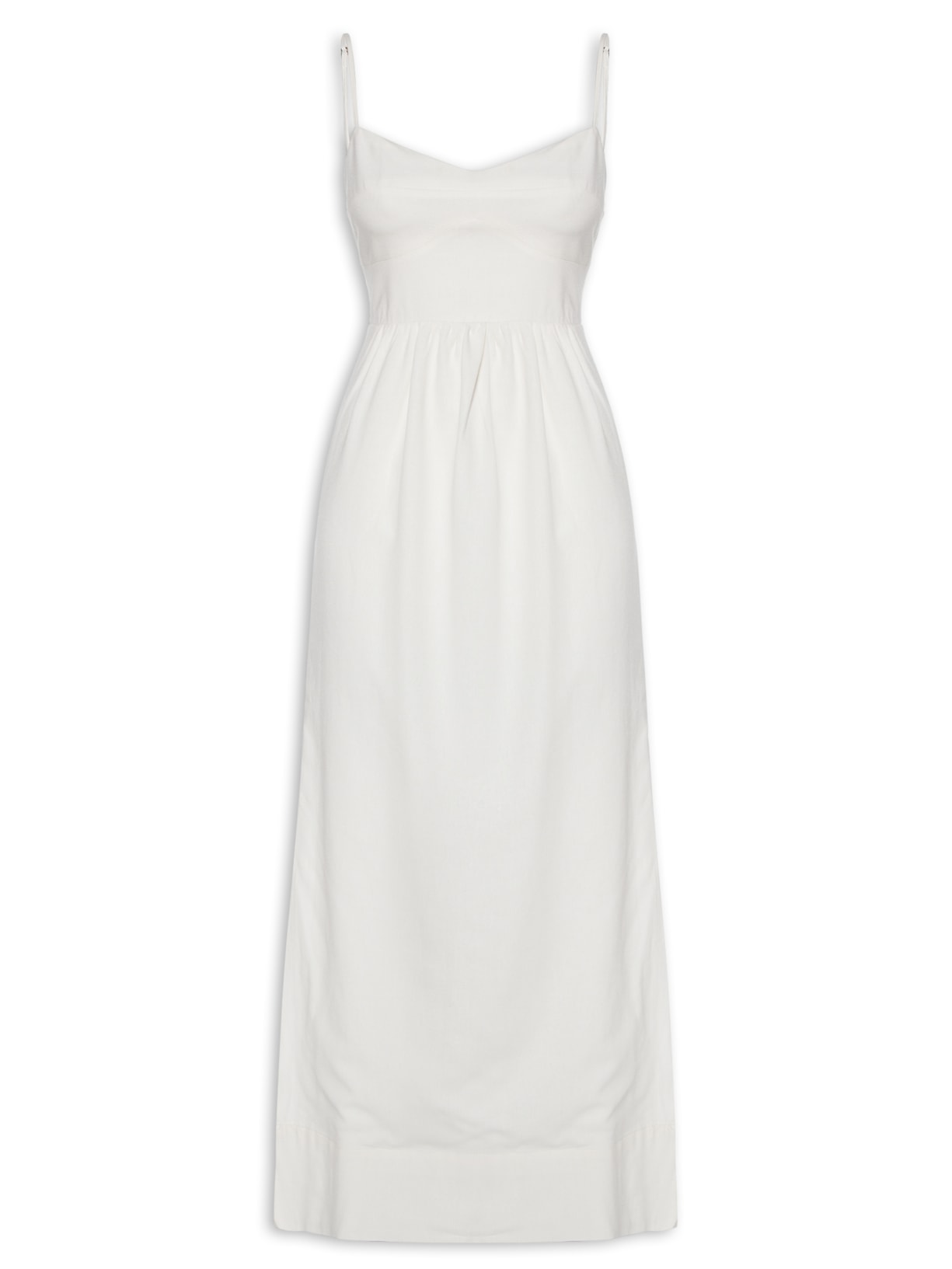 Vestido Longo Recortes Busto - Branco