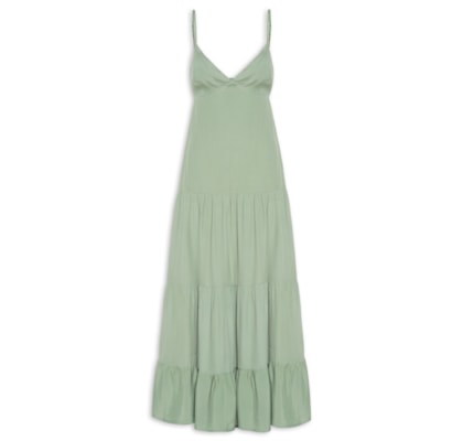Vestido Longo Recortes - Verde