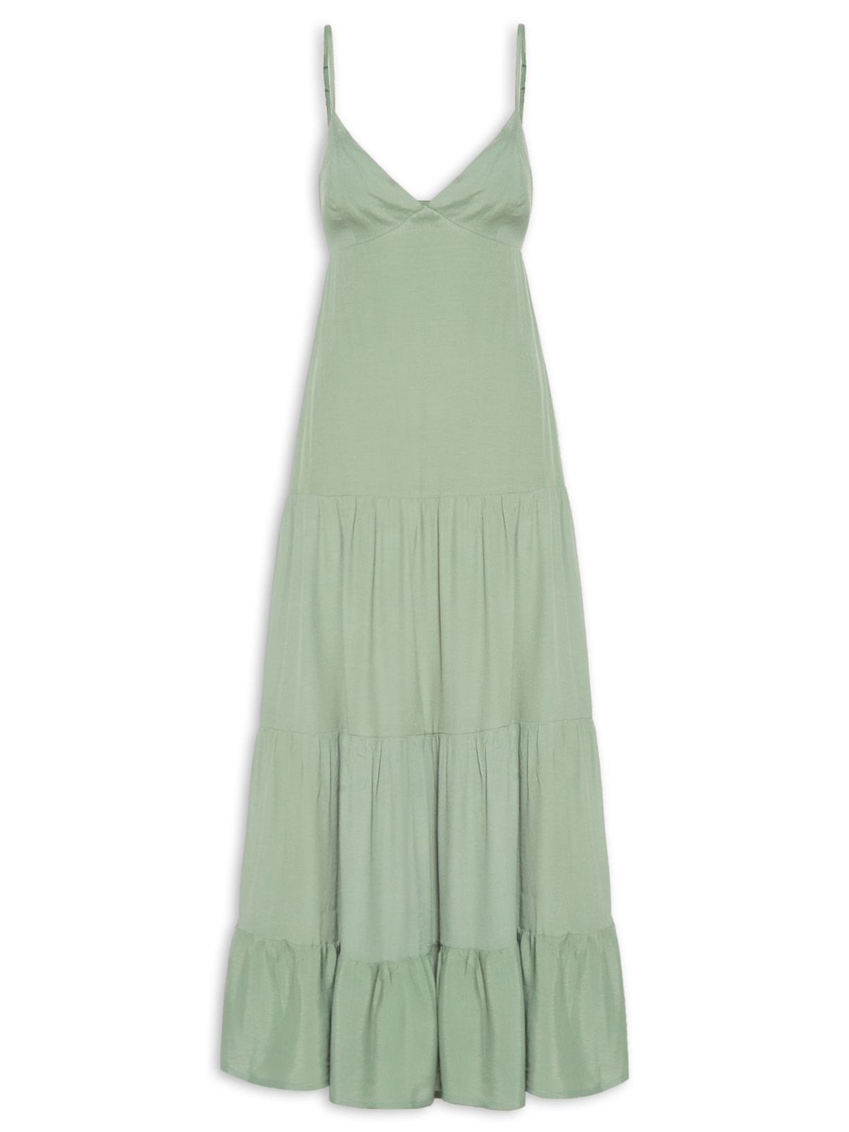 Vestido Longo Recortes - Verde