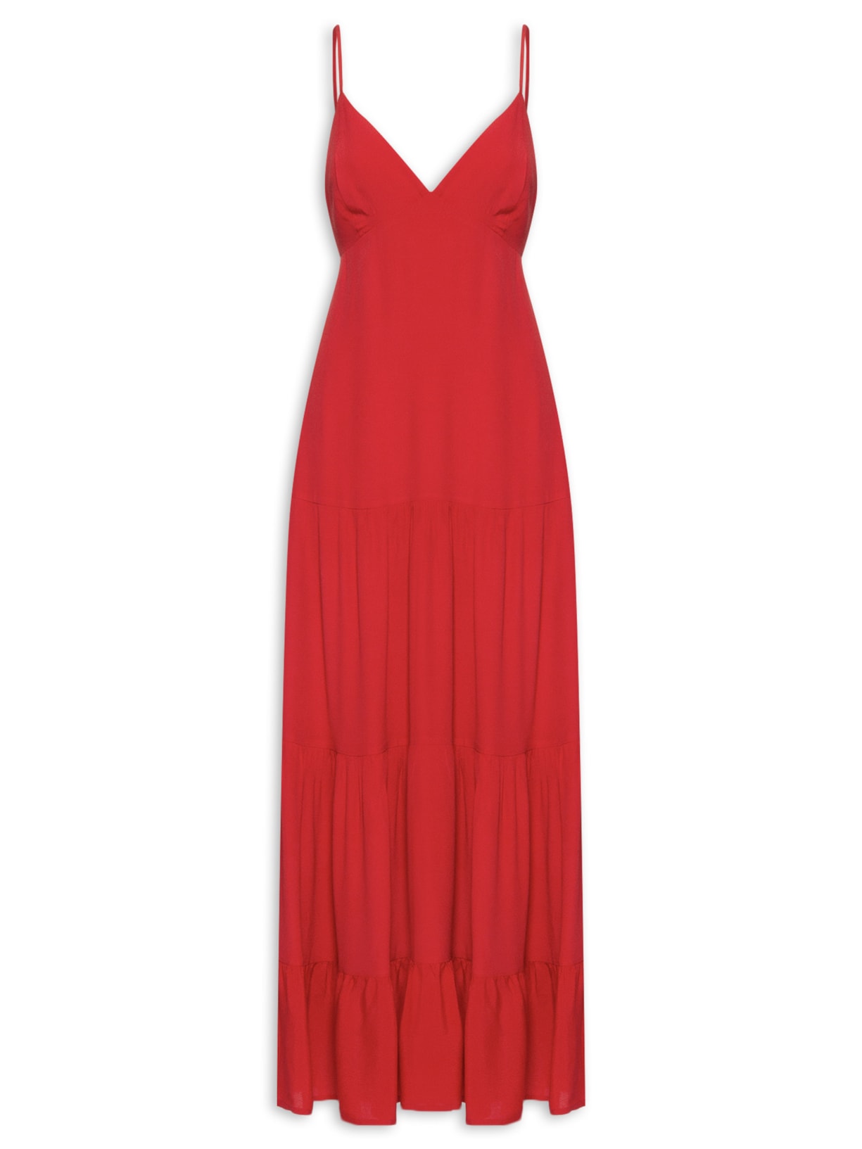 Vestido Longo Recortes - Vermelho