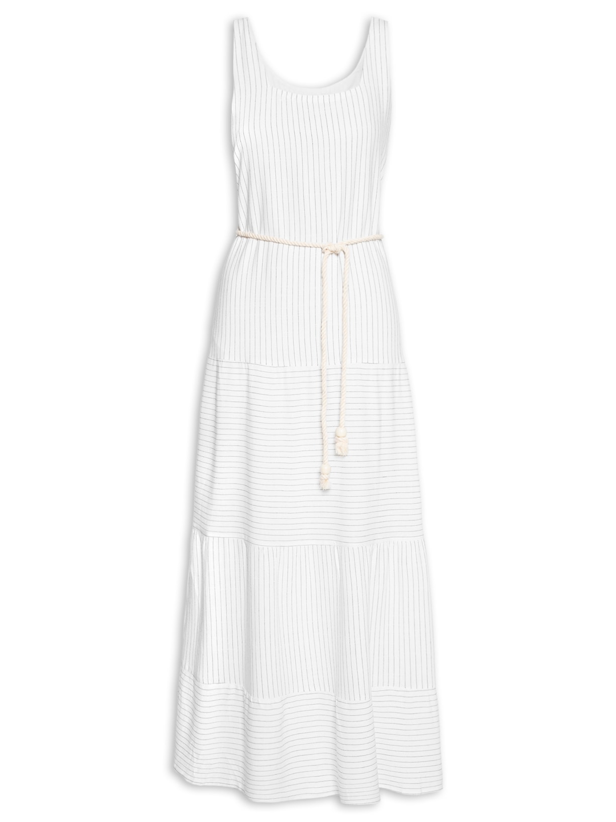 Vestido Longo Regata Listrado - Branco