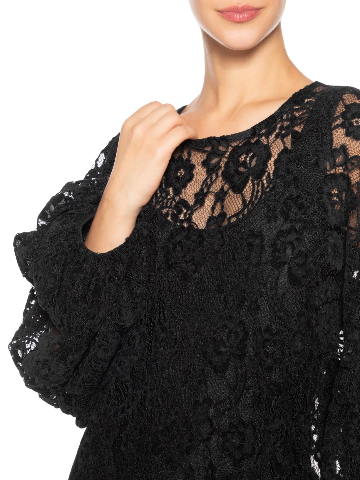 Vestido Longo Renda Velvet Preto Paula Raia